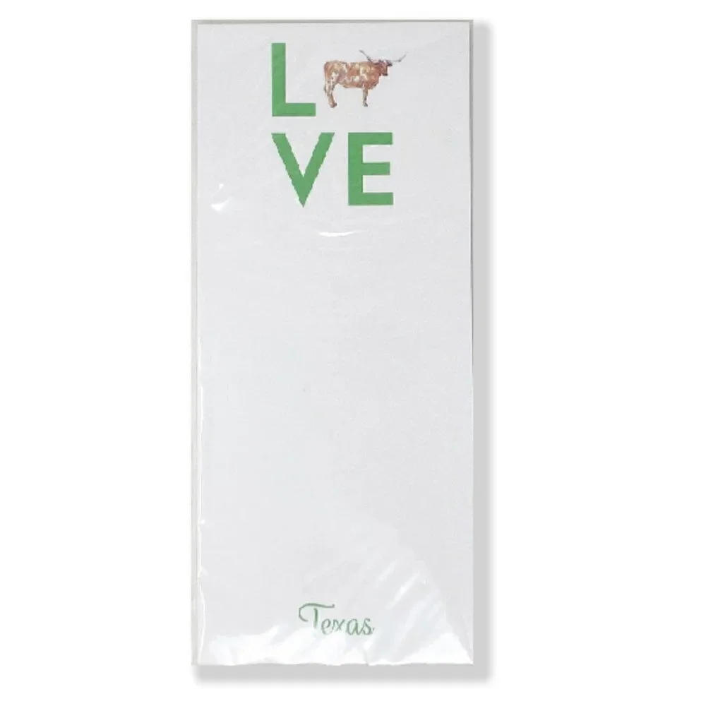Texas Love Longhorn Green Notepad